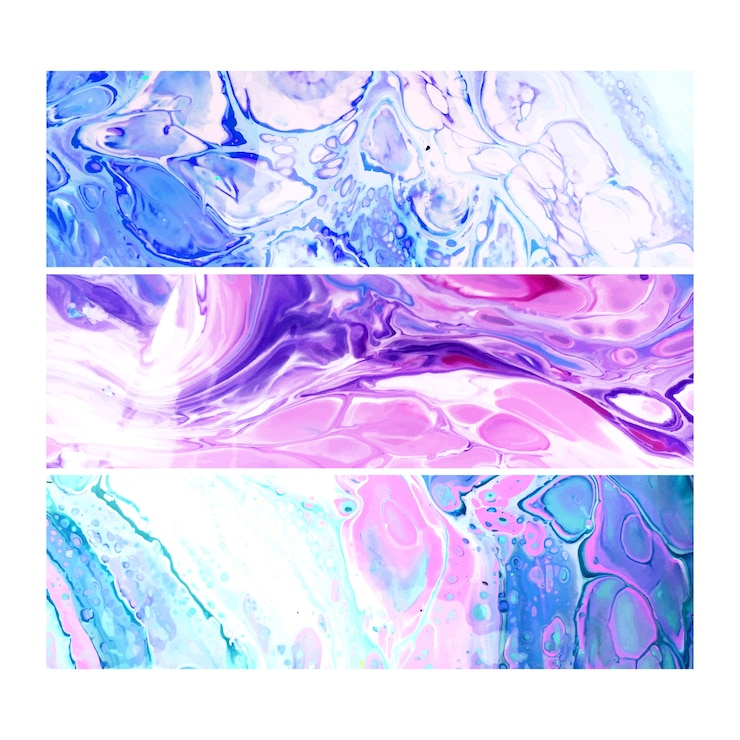 Free Vector abstract marbled ink panoramic backgrounds.