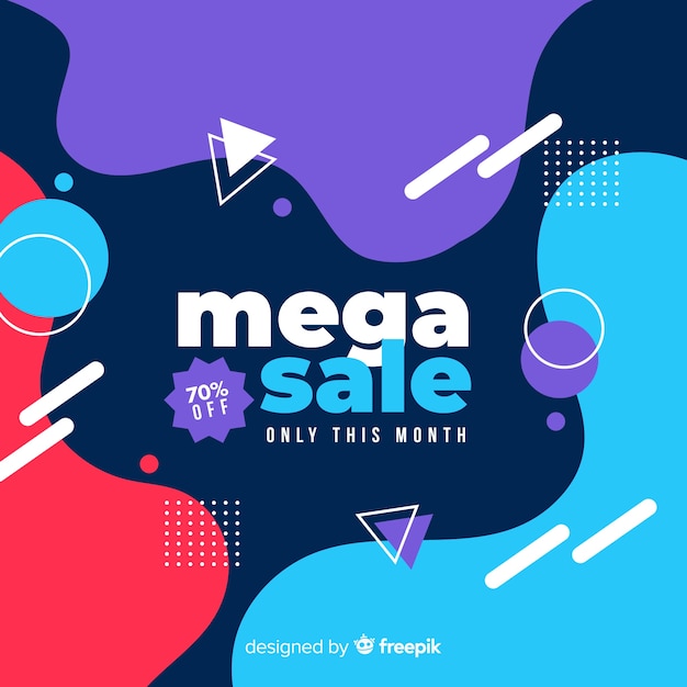 Abstract mega sale background with memphis elements