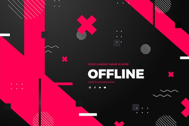 Free vector abstract memphis offline twitch banner