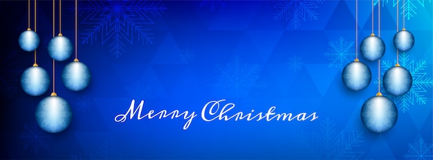 Free vector abstract merry christmas decorative blue banner