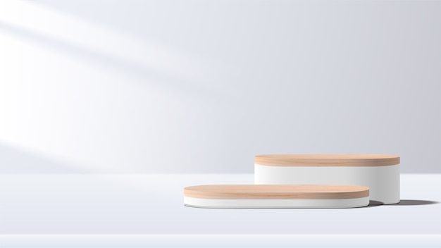Abstract minimal scene with geometric forms. white podium. product presentation, show cosmetic product display, podium, stage pedestal or platform.