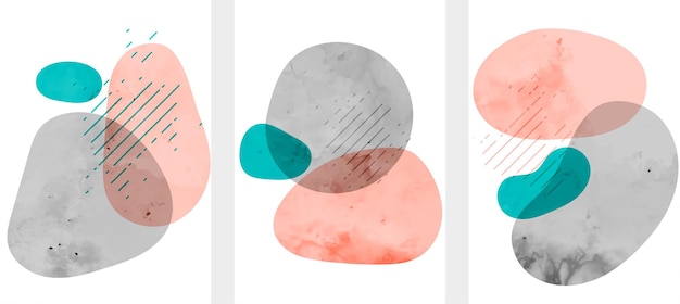 Abstract minimal watercolor hand drawn fluid shapes