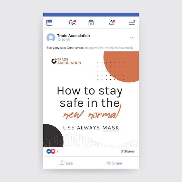 Vettore gratuito post facebook astratto minimalista sul coronavirus