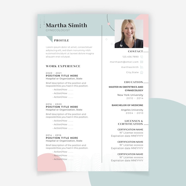 Abstract minimalist medical resume