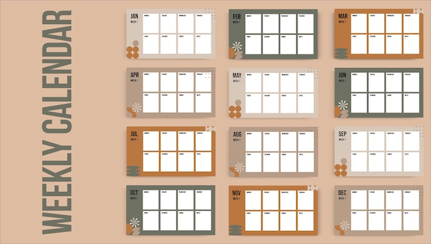 무료 벡터 추상 미니멀리스트 주간 마케팅 캘린더
