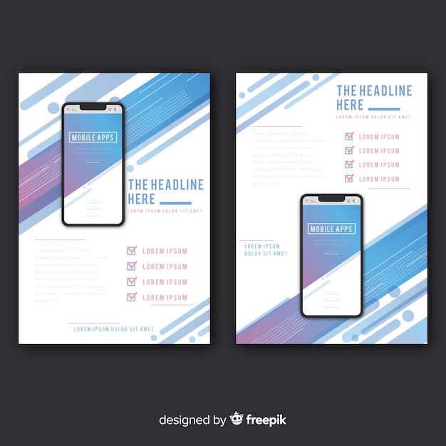 Free vector abstract mobile phone app flyer