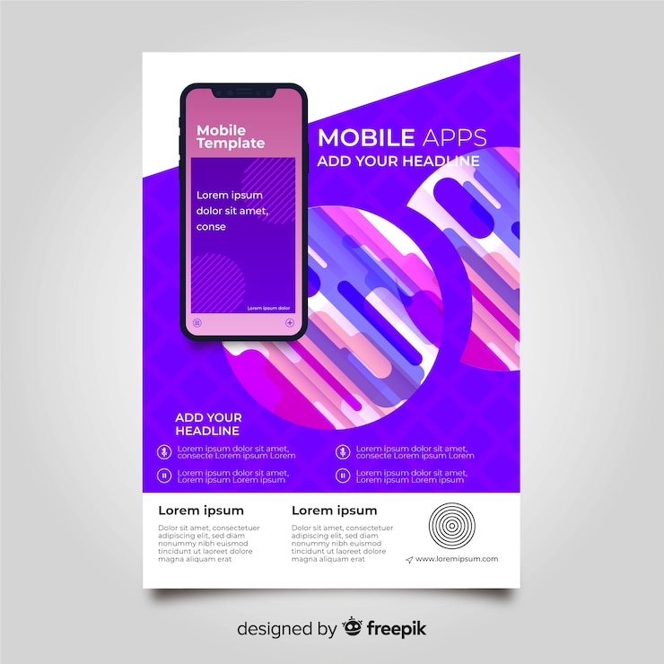 Free Vector abstract mobile phone app flyer