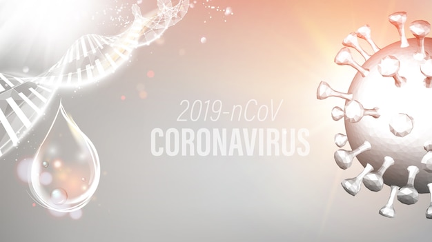 Abstract model of Coronavirus in futuristic rays.