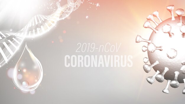 Abstract model of Coronavirus in futuristic rays.