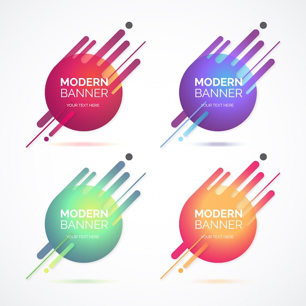 Abstract modern banner collection with colorful shapes