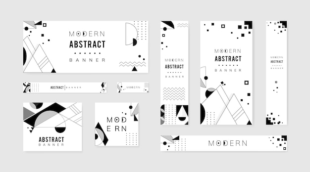 Free vector abstract modern black and white template set