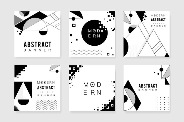 Abstract modern black and white template set