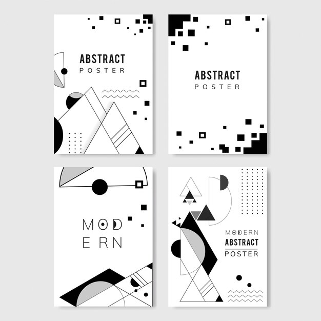 Free vector abstract modern black and white template set