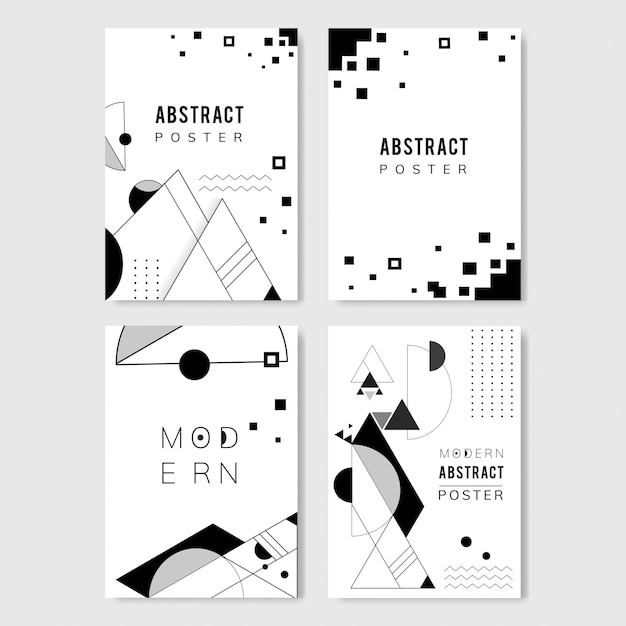 Free vector abstract modern black and white template set