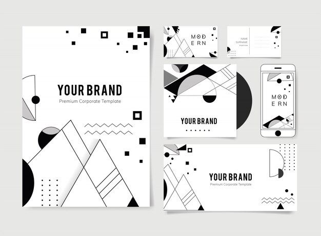 Abstract modern black and white template