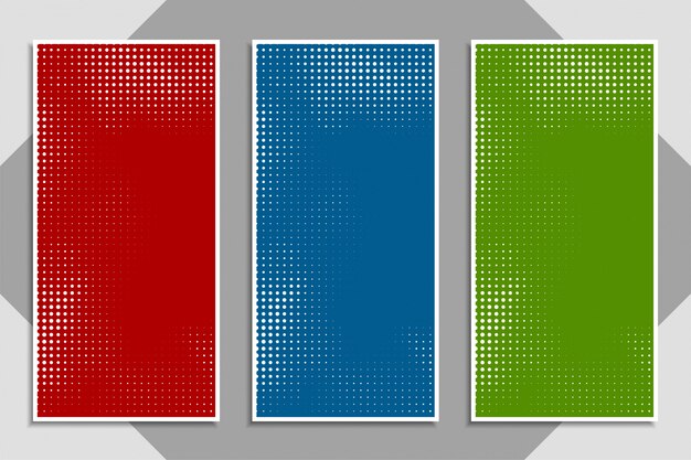 Бесплатное векторное изображение Набор абстрактных современных красочных полутоновых баннеров