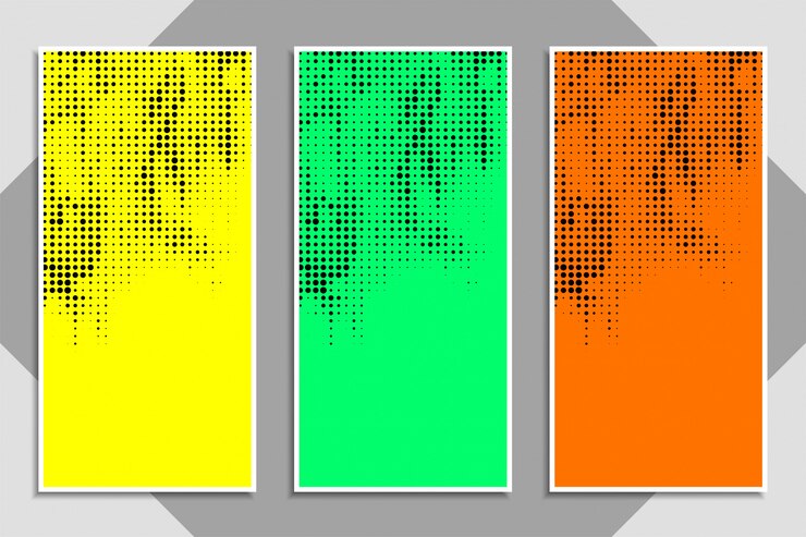 Free Vector abstract modern colorful halftone banners set