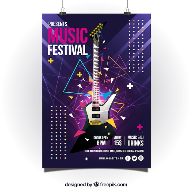 Free vector abstract modern poster design for music party