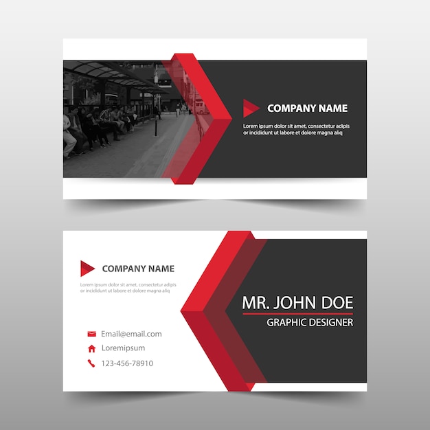 Abstract modern red corporate business card