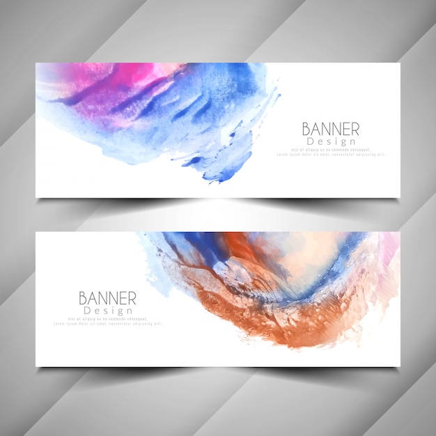 Free vector abstract modern watercolor style banners design set