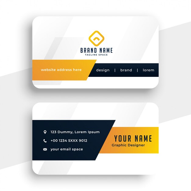 Abstract modern yellow business card template 