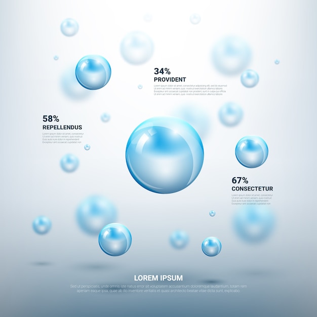 Abstract molecules vector infographic template. Molecular chemistry, atom structure, research scientific