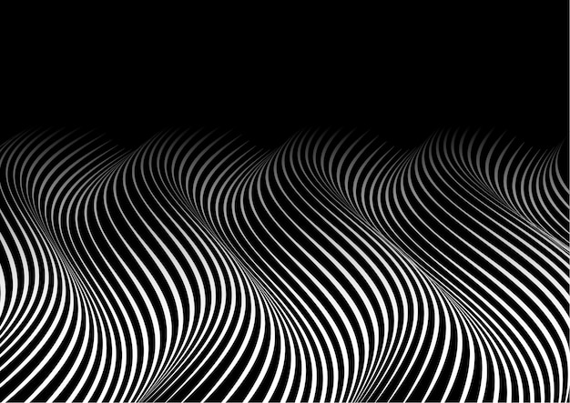 Free vector abstract monochrome background with curved lines