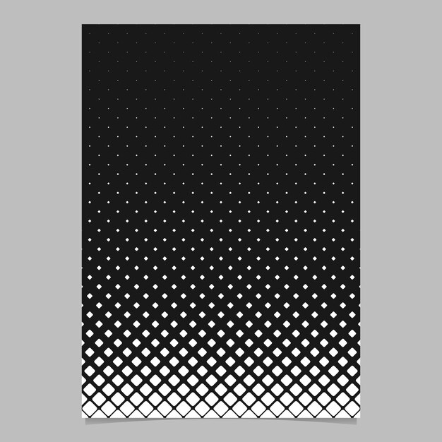 Abstract monochrome diagonal square grid pattern page template - black and white vector brochure background design