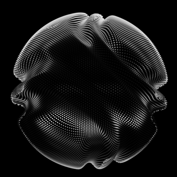 Free Vector abstract monochrome mesh sphere on dark background