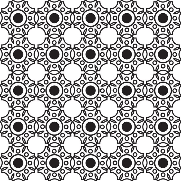 ミニマルなスタイルの図で接続された繰り返しの幾何学的構造を持つ抽象的なモノクロのシームレスなパターン