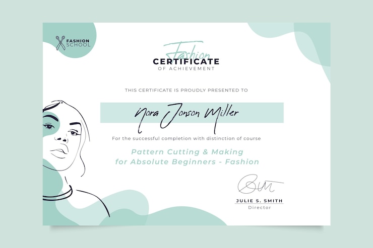 Free Vector abstract monocolor fashion certificate template