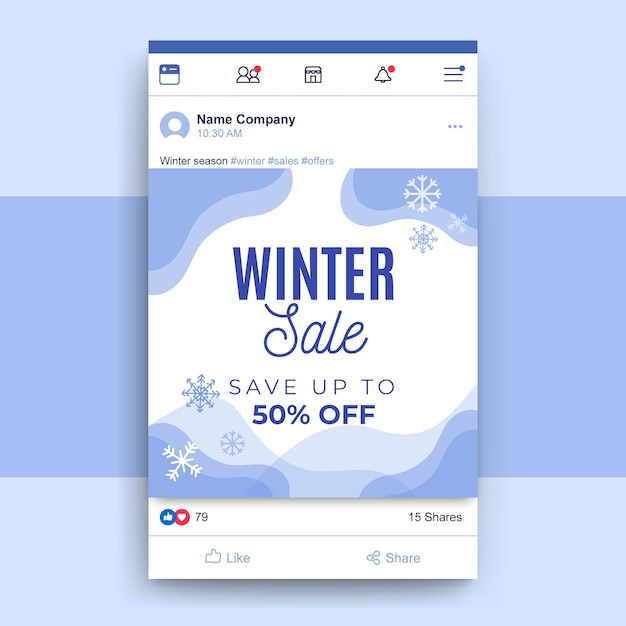 Free vector abstract monocolor winter facebook post