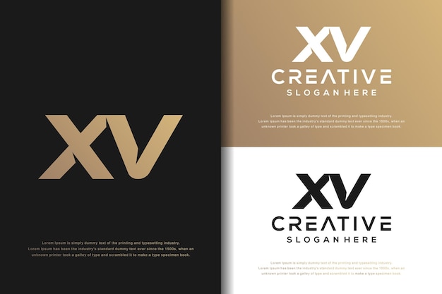 Abstract monogram letter x v logo design