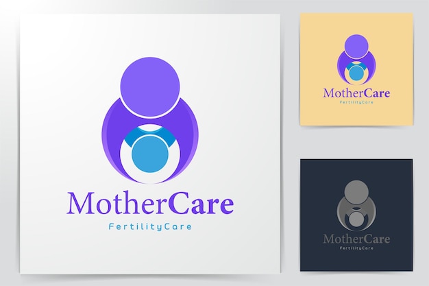 Abstract mother hug child. mom care logo ideas. inspiration logo design. template vector illustration. isolated on white background