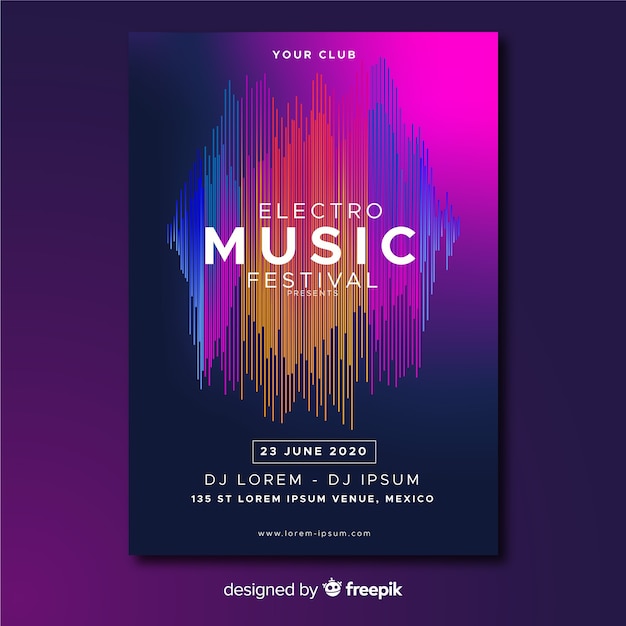 Free vector abstract music festival poster template