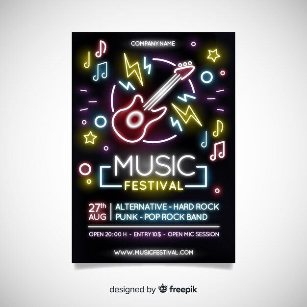 추상 음악 축제 포스터 템플릿