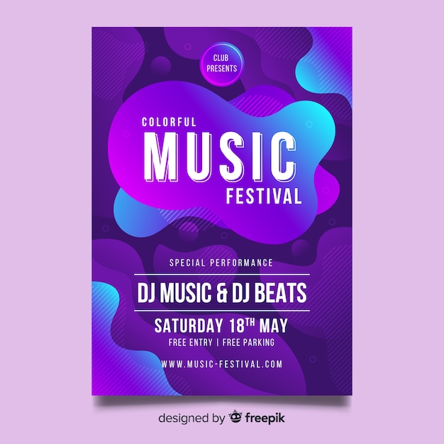 Free vector abstract music festival poster template