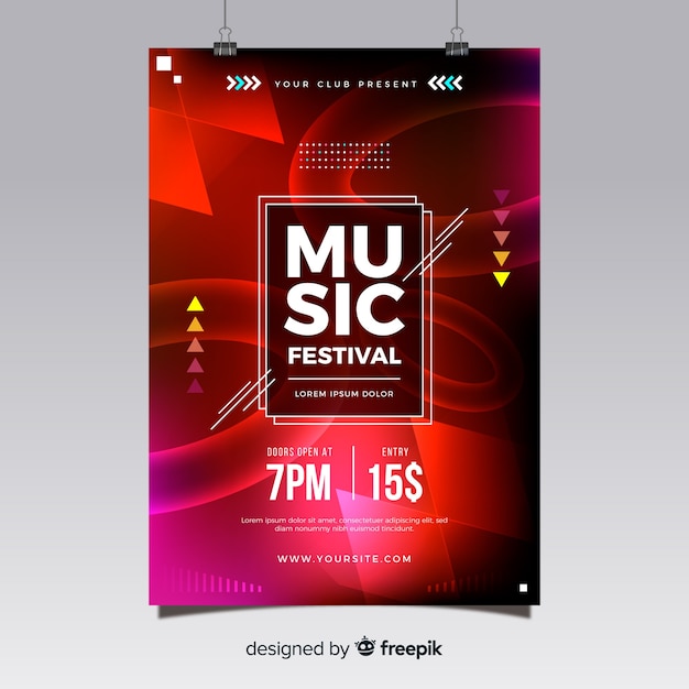 Free vector abstract music festival poster