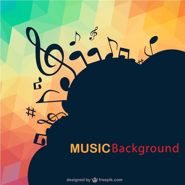 Abstract music notes triangle background