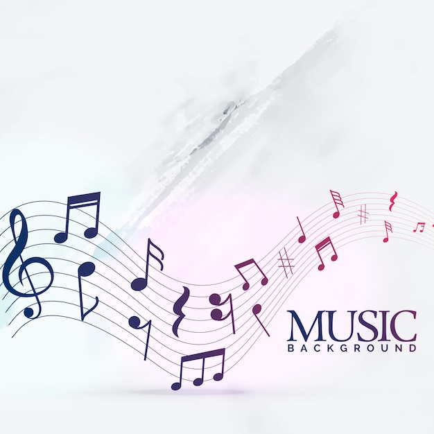 abstract music notes wave background