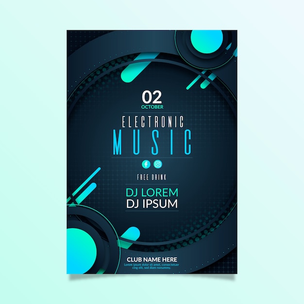 Abstract music party event invitation flyer