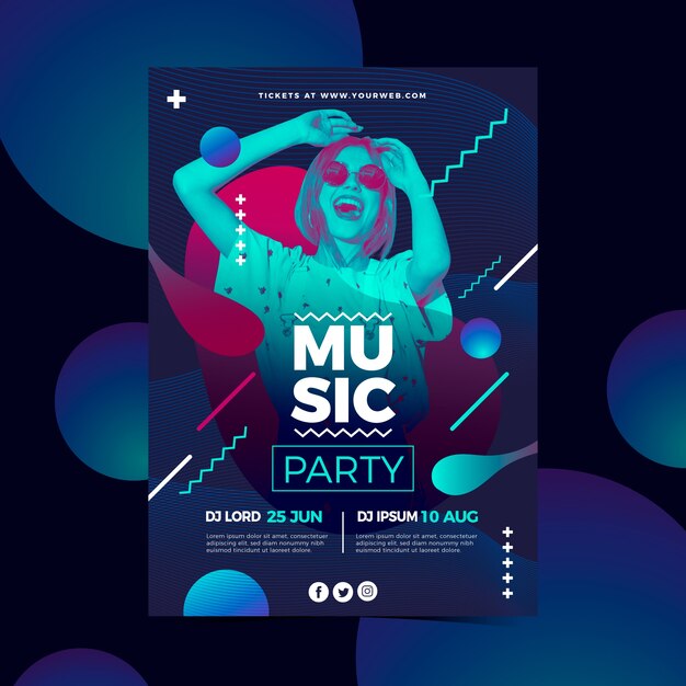 Abstract music party poster with photo