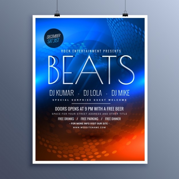 Free vector abstract music party poster