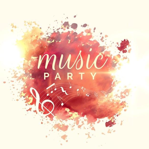 Abstract Music Party Watercolor Event Template Design – Free Vector Download