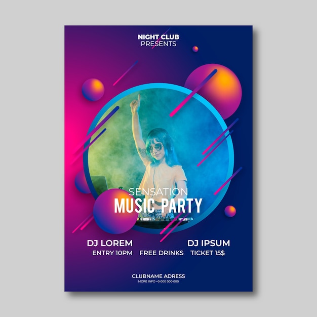 Free vector abstract music poster style with photo