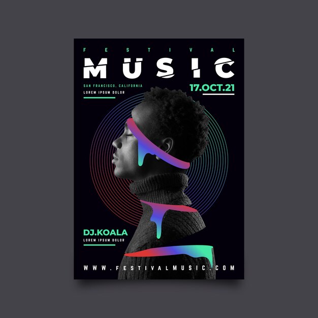 Abstract music poster template with image