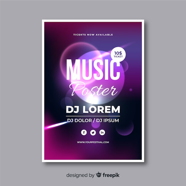 Abstract music poster with light effect template