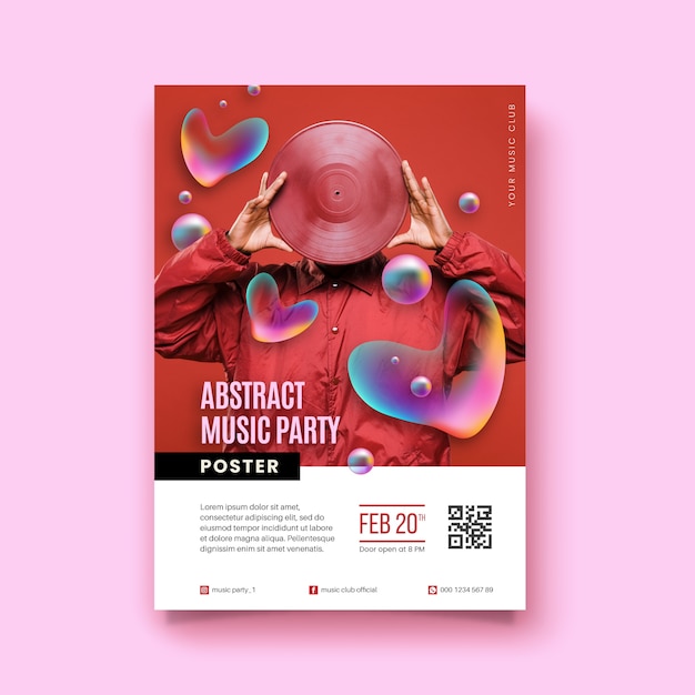 Free vector abstract music poster with photo