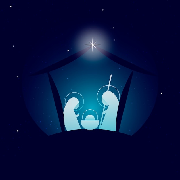 Abstract nativity scene with star