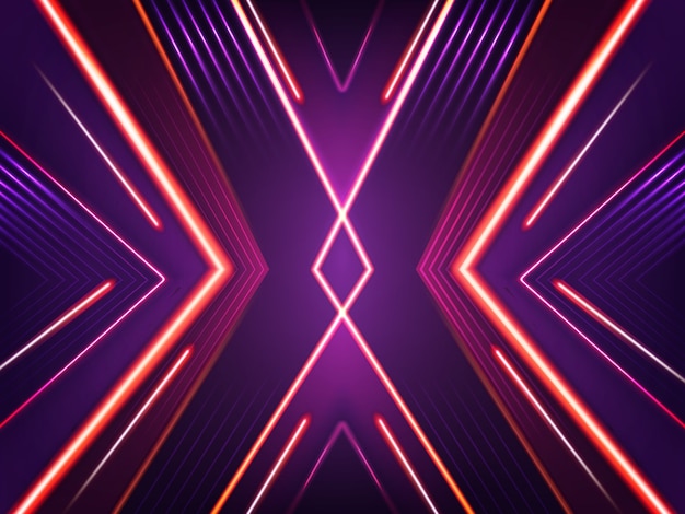 Abstract neon background. bright shining pattern of xenon red, purple and pink lamps.